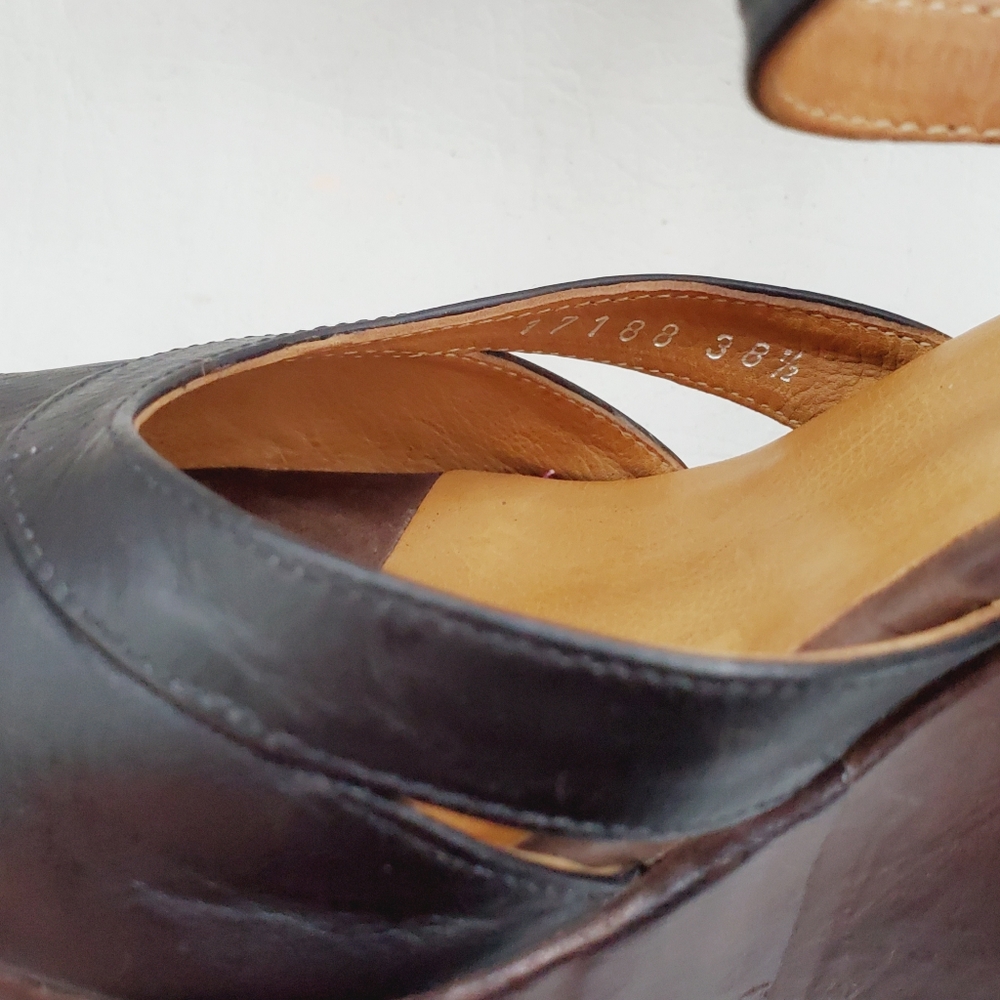 Coclico Peep-Toe Leather Wedge Sandals 7.5 - Picture 6 of 6